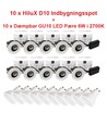 10 x Hilux D10 Spot i Hvid - inkl. Dæmpbar GU10 LED 6W i 3000K