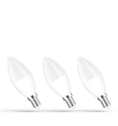 3 stk. E14 6W LED kertepære - C37, Varm hvid, 3000K