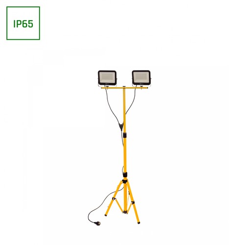 2x50W med tripod stativ - IP66, Neutral hvid, arbejdslamper, 110°, 210cm kabel