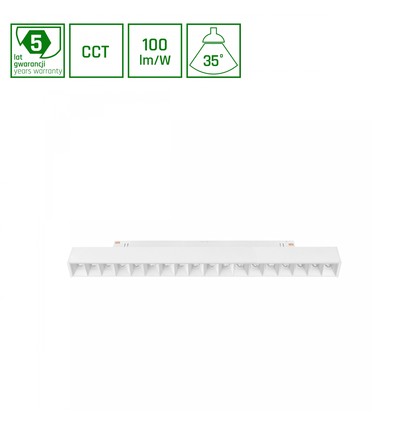 System Shift CCT- Grid M skinne lys 17W - 330x23x42mm, 40°, hvid, CCT switch