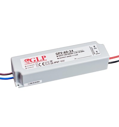 GLP LED Driver Til 24V MAX 60Watt LED, IP67, 230V