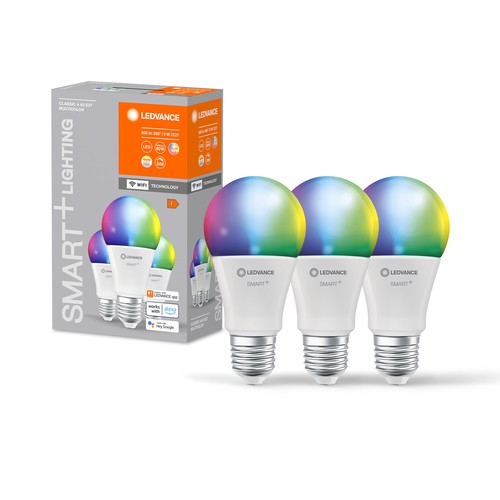 LEDVANCE SMART+ WiFi E27 Mat LED Pære 9W i RGB+CCT (3-Pak)