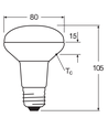 Osram R80, E27 LED Reflektorpære 8,5W i 2700K, Dæmpbar