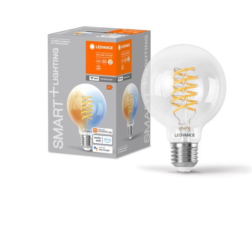 Outlet: LEDVANCE SMART+ WiFi E27 Klar LED Globepære G80, 8W i CCT