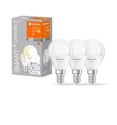 LEDVANCE SMART+ WiFi E14 LED Kronepære 4,9W i 2700K (3-Pak)