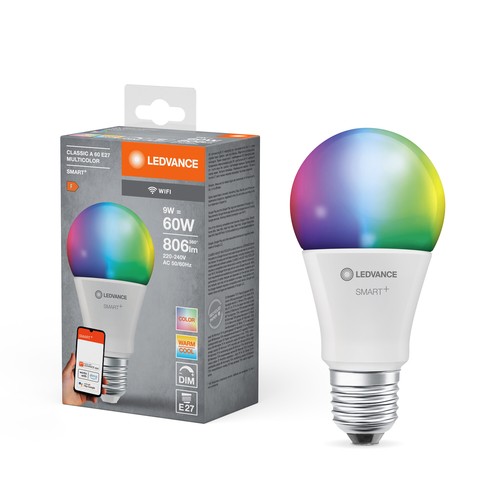 Outlet: LEDVANCE SMART+ WiFi E27 Mat LED Pære 9W i RGB+2700K-6500K