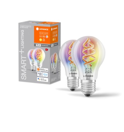 LEDVANCE SMART+ WiFi E27 Klar LED Pære 4,5W i RGBW (2-Pak)