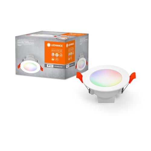 LEDVANCE SMART+ WiFi LED Indbygningsspot Ø86, 4,5W i RGB+CCT