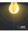 V-Tac 4W LED pære - Kultråd, røget glas, Samsung LED chip, ekstra varm hvid, 2200K, A60, B22