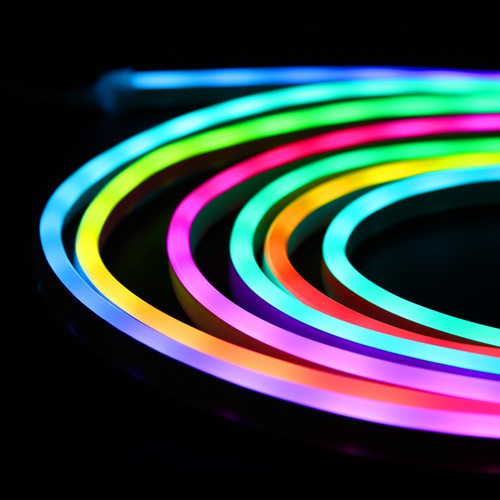 2,5m RGBIC Neon Flex komplet sæt - USB, Bluetooth app, fjernbetjening, inkl. montage, 7x15 neonflex