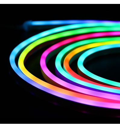 2,5m RGBIC Neon Flex komplet sæt - USB, Bluetooth app, fjernbetjening, inkl. montage, 7x15 neonflex