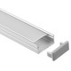 Aluprofil 18x8 til IP65 og IP68 LED strip - 1 meter, inkl. mælkehvidt cover, klips og endestykker