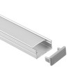 Aluprofil 18x8 til IP65 og IP68 LED strip - 1 meter, inkl. mælkehvidt cover, klips og endestykker