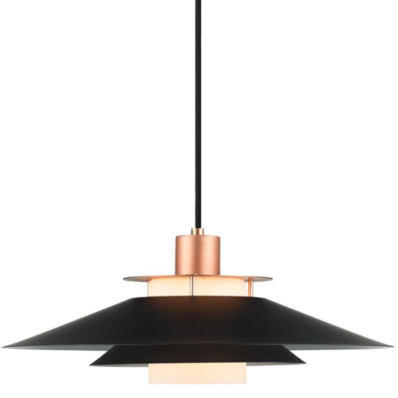 Rivoli Pendel Lampe Ø40 E27 i Sort/Kobber - Halo Design