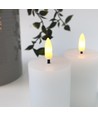 LED Bloklys, 2 stk, flammeeffekt, hvid - 7,5cm høj, Ø5cm, virker med fjernbetj, ægte stearin