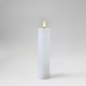 LED Bloklys 20cm høj, flammeeffekt, hvid - Ø5cm, 20cm høj, virker m. fjernbetj, timer, ægte stearin