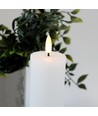 LED Bloklys 10cm høj, flammeeffekt, hvid - Ø5cm, 20cm høj, virker m. fjernbetj, timer, ægte stearin