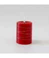 LED Bloklys med lyskæde, 10cm høj, flammeeffekt - Ø7,5cm, 10cm høj, virker m. fjernbetj, ægte stearin, rød