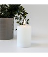 LED Bloklys 10cm høj, smelte-look, flammeeffekt - Ø7,5cm, 10cm høj, virker m. fjernbetj, ægte stearin