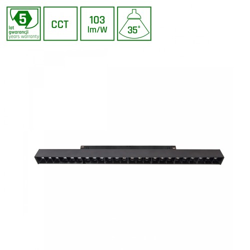 SHIFT CCT - Grid L Skinne Lys 22W - 440x23x42mm, 40°, sort, CCT skift