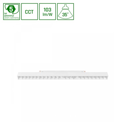 System Shift CCT- Grid L Skinne Lys 22W - 440x23x42mm, 40°, Hvid, CCT Switch