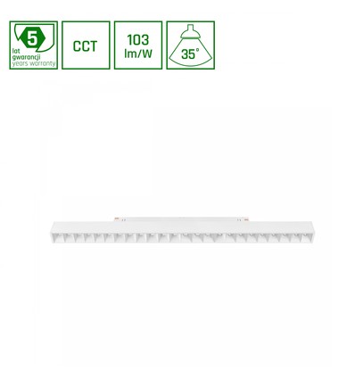 System Shift CCT- Grid L Skinne Lys 22W - 440x23x42mm, 40°, Hvid, CCT Switch