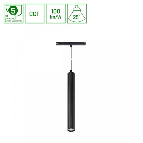 System Shift CCT- Hangit Nedhængt Skinne Lys 12W - 40x297 (900mm Kabel), 25° Sort CCT Switch