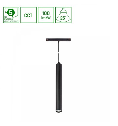 System Shift CCT- Hangit Nedhængt Skinne Lys 12W - 40x297 (900mm Kabel), 25° Sort CCT Switch