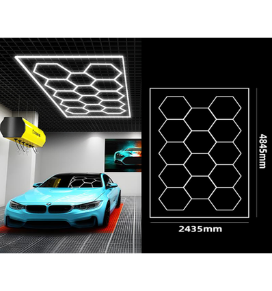 Hexagon LED 14 felter + ramme komplet sæt - 591W, inklusiv strømtilslutning