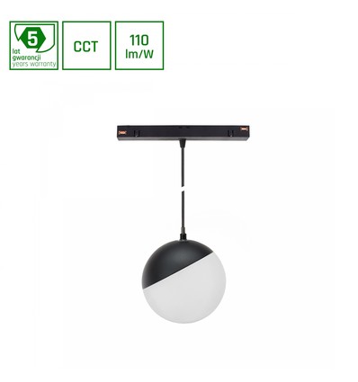 System Shift CCT- Globe P nedhængt Sphere skinne lys Ø100, 815mm kabel, 5W, 165°, sort, CCT switch