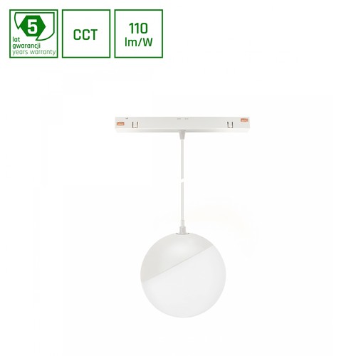 System Shift CCT- Globe P Nedhængt Kugle Skinne Lys Ø100 (815mm Kabel), 5W, 165°, Hvid, CCT Switch