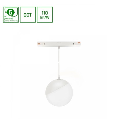 System Shift CCT- Globe P Nedhængt Kugle Skinne Lys Ø100 (815mm Kabel), 5W, 165°, Hvid, CCT Switch
