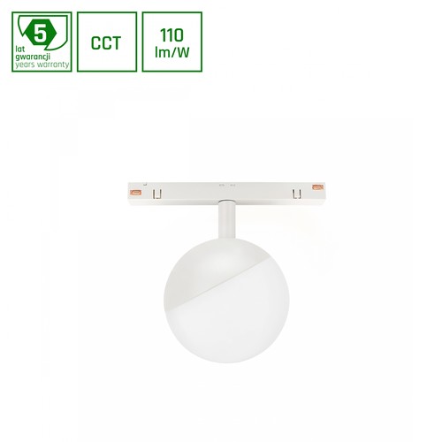 System Shift CCT- Globe Sphere skinnelys Ø100x130mm, 5W, 165°, hvid, CCT switch