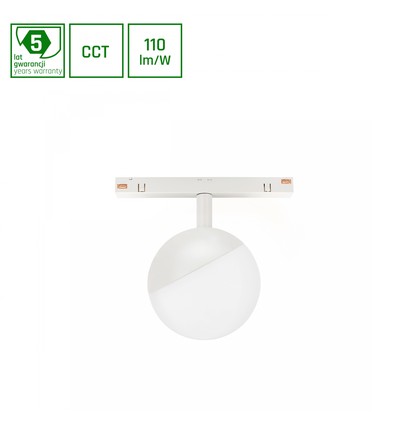 System Shift CCT- Globe Sphere skinnelys Ø100x130mm, 5W, 165°, hvid, CCT switch