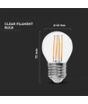 E27 4W 3-trin dæmpbar LED kronepære - G45, Kultråd, klart glas