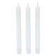 3-pak hvide LED stearinlys, flammeeffekt - Ø2,2cm, Højde: 24,5cm, kronelys, inkl. fjernb., timer, batteri