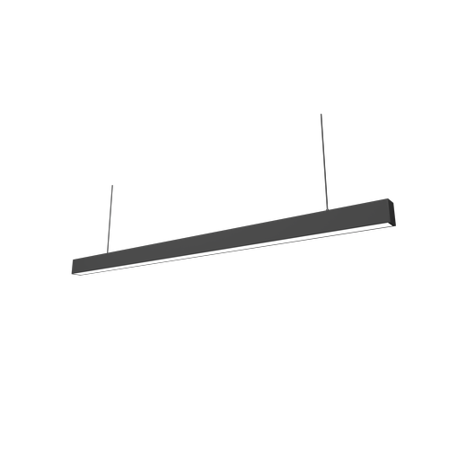 48W LED lysskinne, loftlampe til kontor - Sort, 120 lm/W, 150 cm, inkl. wireophæng