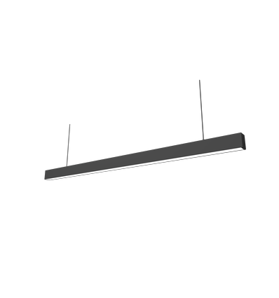 48W LED lysskinne - 150cm, 120 lm/W, Sort, loftlampe til kontor, inkl. wireophæng
