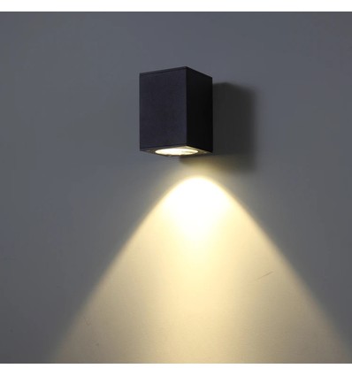 3W væglampe - IP65, sort, firkantet, inde / ude, inkl. lyskilde