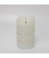 LED Bloklys med lyskæde, 12,5cm høj, flammeeffekt - Ø7,5cm, 12,5cm høj, virker m. fjernbetj, ægte stearin