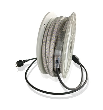 LEDlife arbejdslys 15m LED strip på tromle - 230V, IP67, 180 LED/m, 11W/m, 1100 lm/m