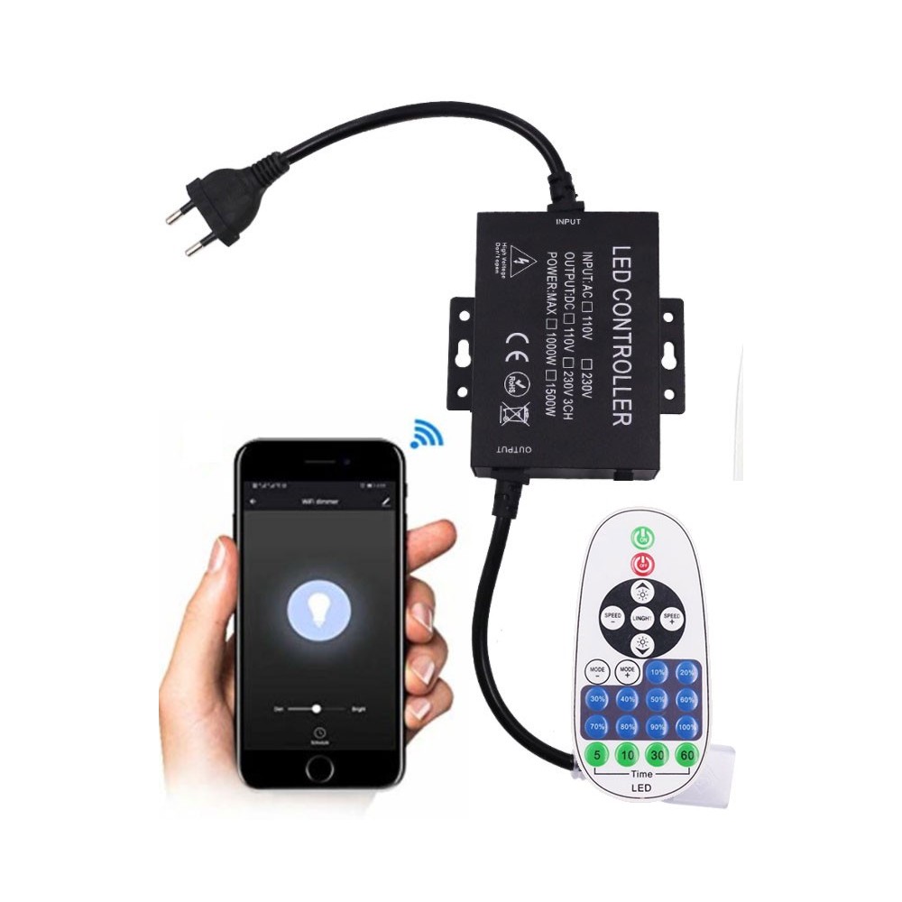 230V WiFi Smart Home dæmper - Inkl. endeprop, til 230V (Type Q), memory funktion, max 100 m.