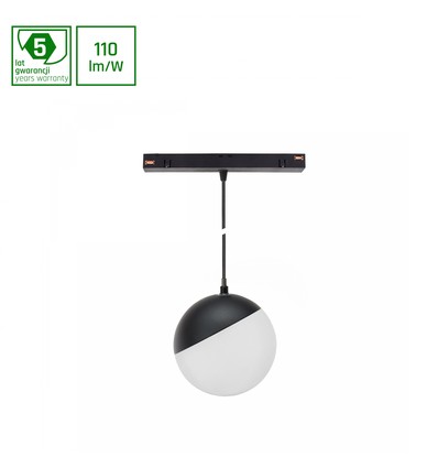 System Shift Globe P - nedhængt Sphere Skinne Lys 100mm (850mm Kabel), 5W, 165°, Sort, 2 Kredsløb