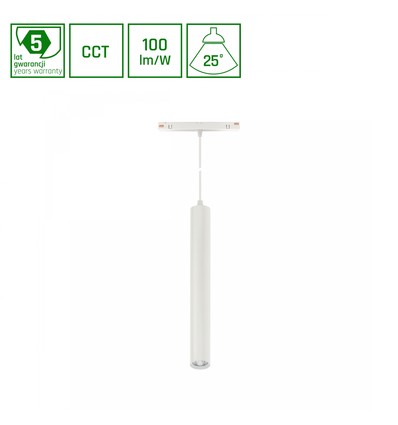 12W SYSTEM SHIFT CCT-HANGIT skinnespot til pendel - 48V, RA90, 25°, hvid, 5 års garanti