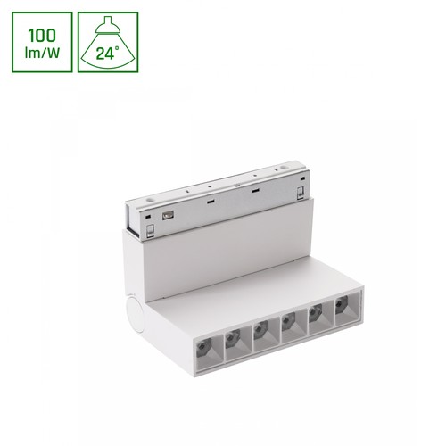 6W SYSTEM SHIFT BASIC GRID XS skinnespot, 48V - 4000K, hvid, 24 grader, justerbar, 48V skinnesystem