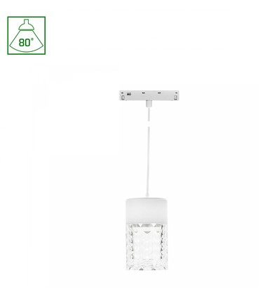 7W SYSTEM SHIFT BASIC HANGIT CRISTAL skinnespot, 48V - 2700K, 80°, IP20, 110cm wireophæng