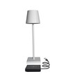 LED bordlampe inkl. trådløs opladning - Hvid, IP54 Inde/udendørs, touch dæmpbar