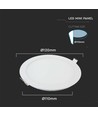 6W Ø12cm LED indbygningspanel - Hul: Ø11 cm, Mål: Ø12 cm