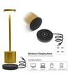 Opladelig LED bordlampe med trådløs opladning - Guld, IP54 Inde/udendørs, touch dæmpbar