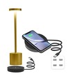 Opladelig LED bordlampe med trådløs opladning - Guld, IP54 Inde/udendørs, touch dæmpbar